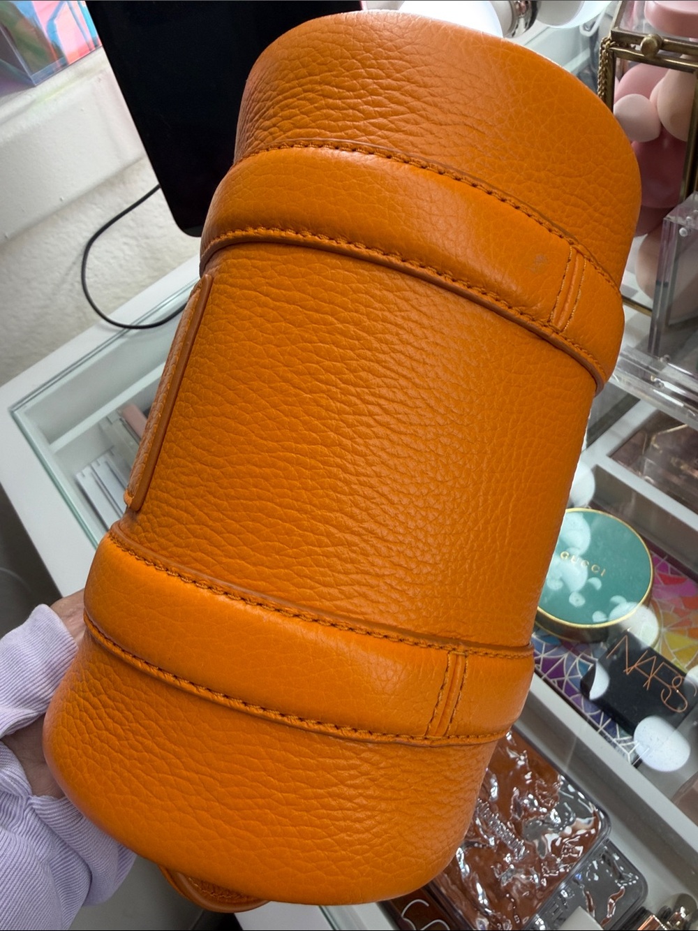 Marc Jacobs Mini Duffle Bag in Bright Orange Pebbled Leather - Picture 9 of 10